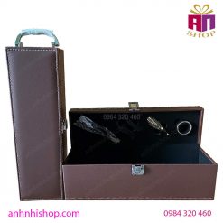 Hộp đựng rượu đơn da nâu