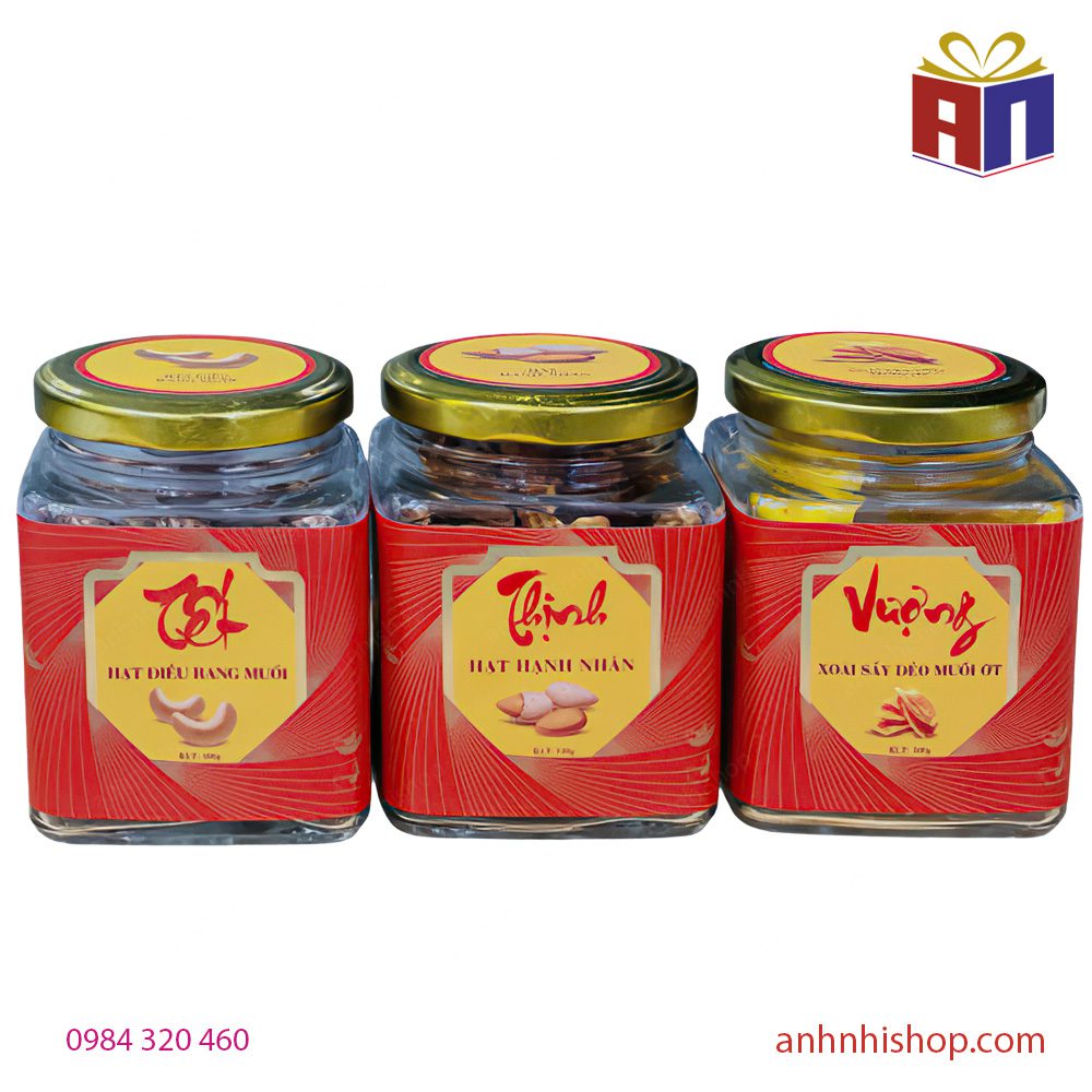 Combo Tết Thịnh Vượng 180g (Điều+Hạnh Nhân+Xoài) 2 Combo Tết Thịnh Vượng 180g